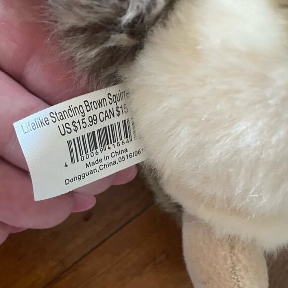 Plush 7” Squirrel Toy Standing Holding Nut Bushy Tail - Picture 6 of 10